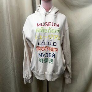 The Museum DC Mens Cream Embroidered Hoodie Size M